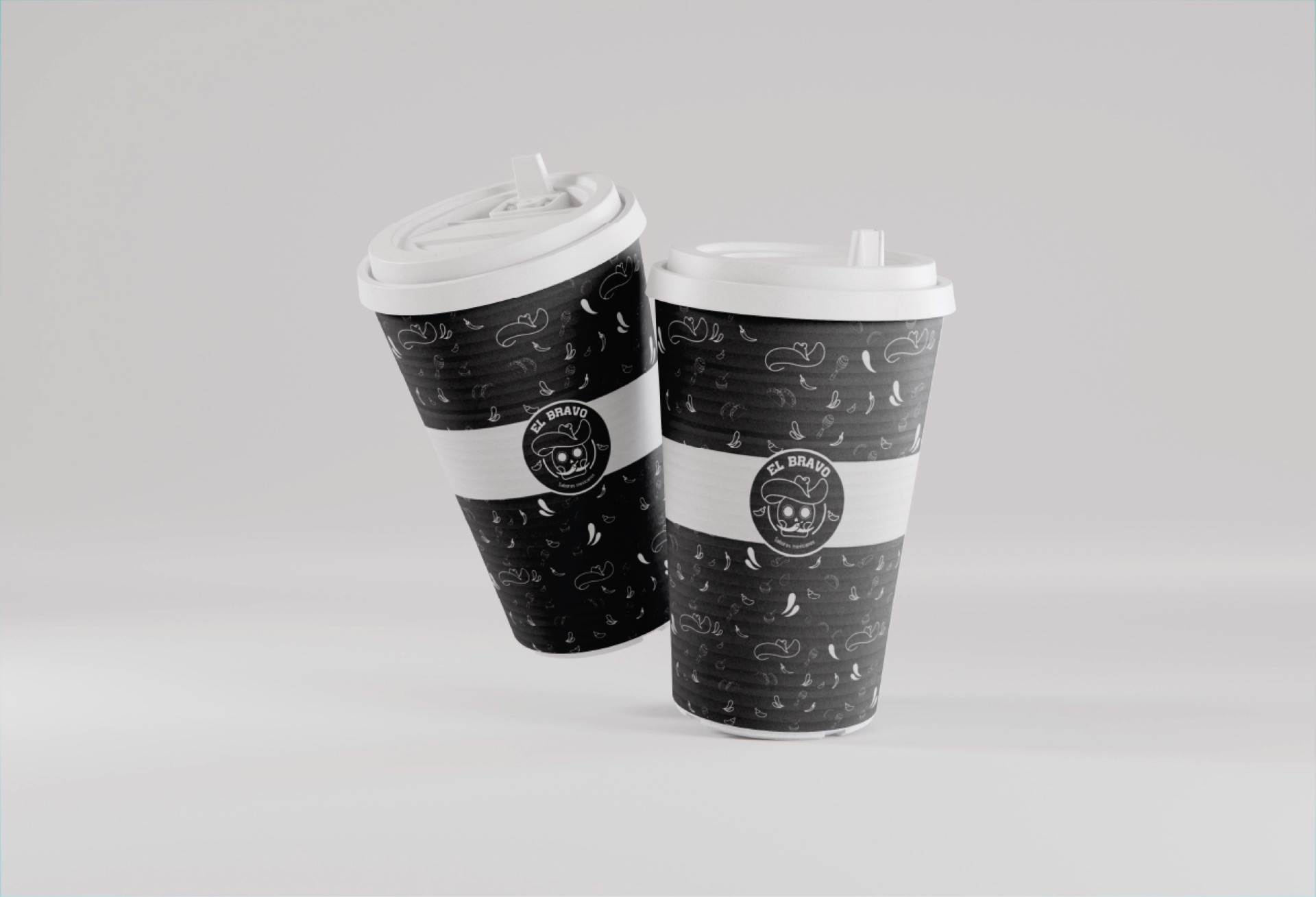 El Bravo branded coffee cups